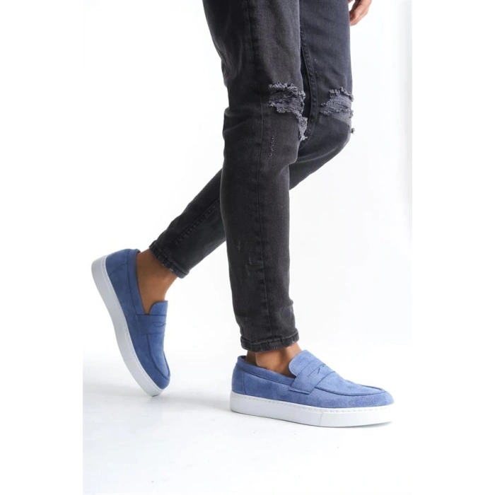 SLW180 Estilo X Bağcıksız Süet Erkek Günlük Spor Klasik Ayakkabı SBT - Mavi