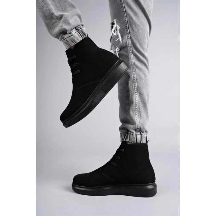 SLW207 Oslo Bağcıklı Süet Erkek Günlük Spor Bot ST - Siyah