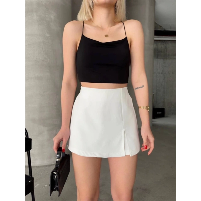 Tek yırtmajlı şort etek