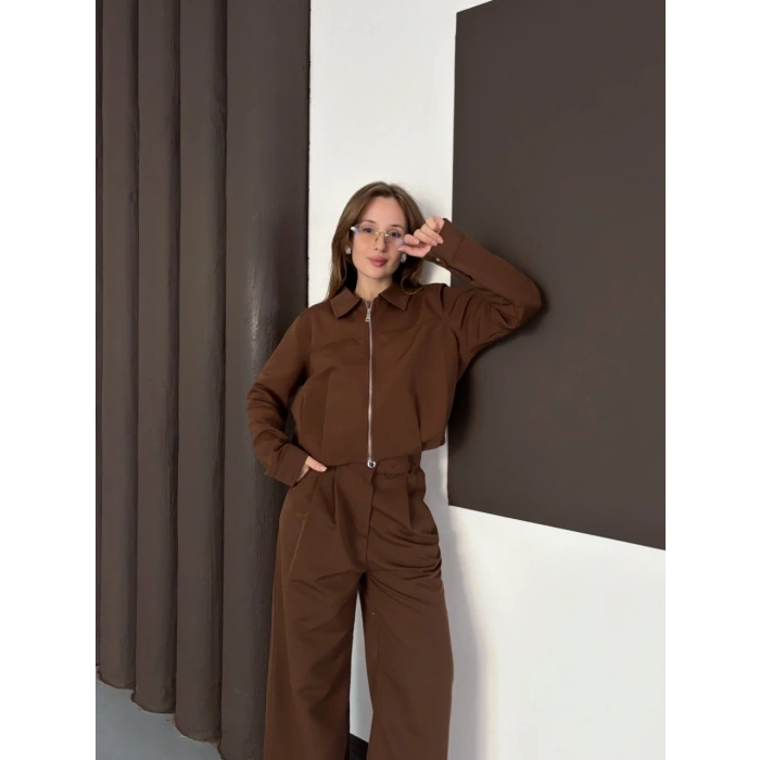 Trenç takım alt üst kahve ons