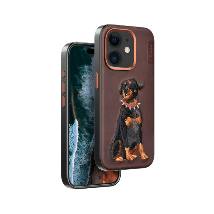 Venco iPhone 11 Perma Desenli Kapak - Koyu Kahve