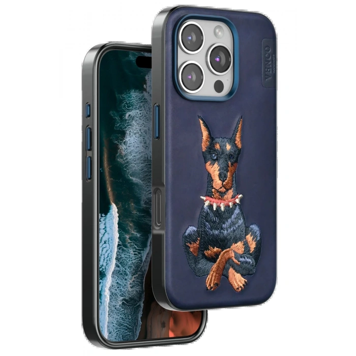 Venco iPhone 16 Pro Perma Desenli Kapak - Lacivert