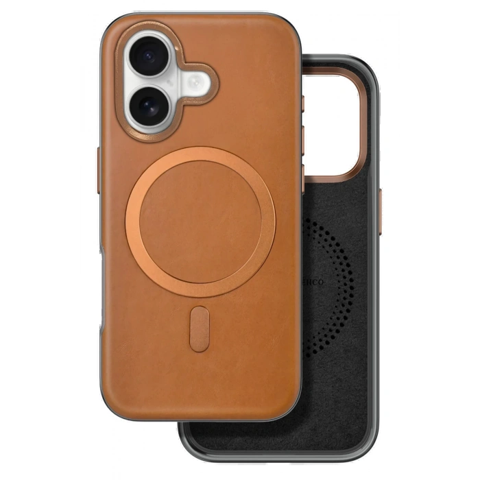 Venco iPhone 16 Puskas Magsafe Kapak - Açık Kahve