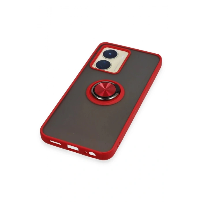 Vivo Y16 Kılıf Montreal Yüzüklü Silikon Kapak - Kırmızı