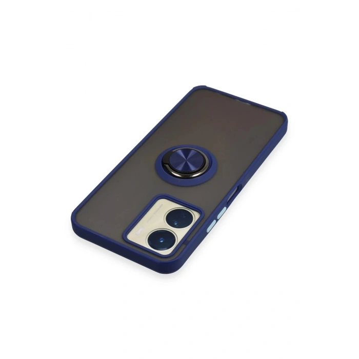 Vivo Y16 Kılıf Montreal Yüzüklü Silikon Kapak - Lacivert