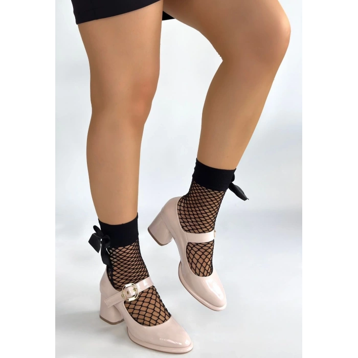 Weys Bej Rugan Topuklu Ayakkabı