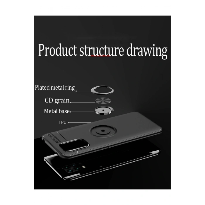 Xiaomi Mi 10 Lite Kılıf Range Yüzüklü Silikon - Siyah