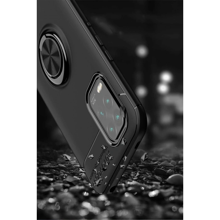 Xiaomi Mi 10 Lite Kılıf Range Yüzüklü Silikon - Siyah