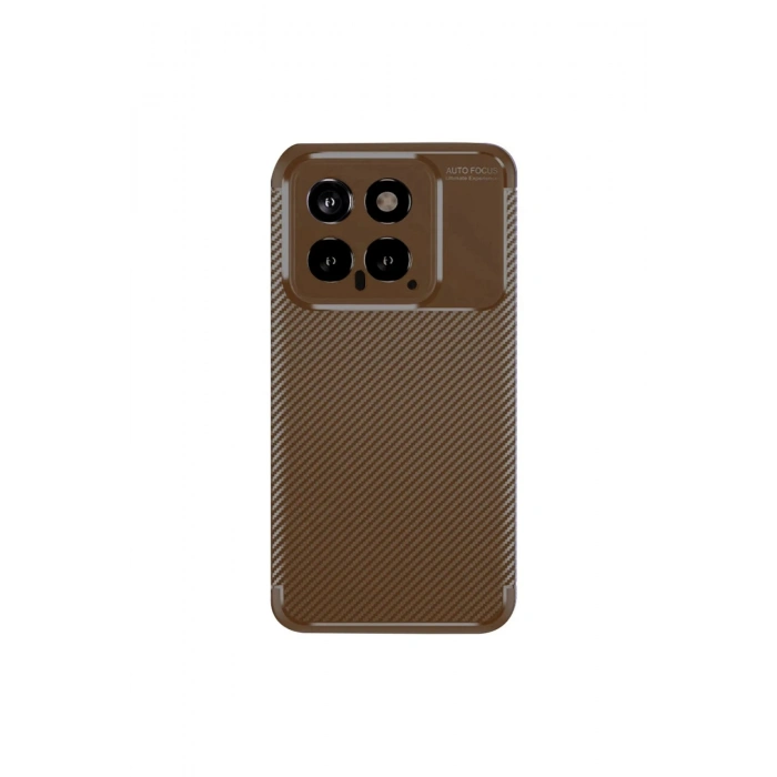 Xiaomi Mi 14T Kılıf Auto Focus Karbon Kapak - Kahverengi