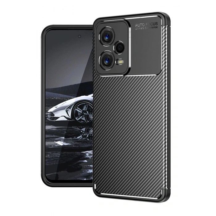 Xiaomi Poco X5 5G Kılıf Auto Focus Karbon Kapak - Siyah