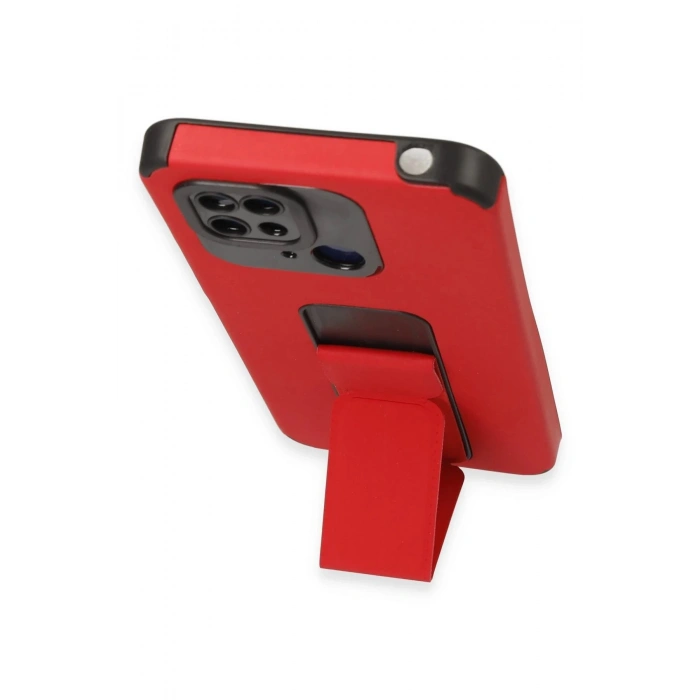 Xiaomi Redmi 10C Kılıf Mega Standlı Silikon - Kırmızı