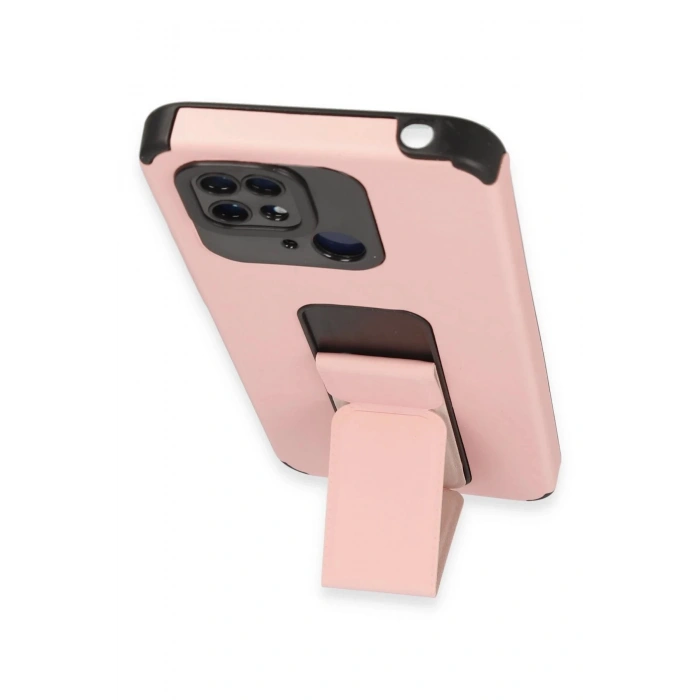 Xiaomi Redmi 10C Kılıf Mega Standlı Silikon - Pudra