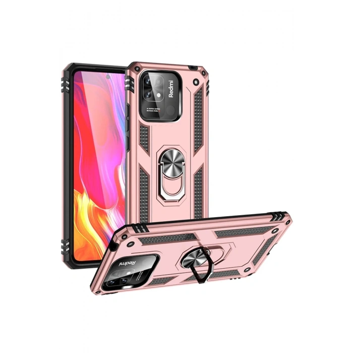 Xiaomi Redmi 10C Kılıf Sofya Yüzüklü Silikon Kapak - Rose