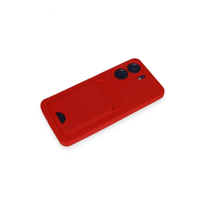 Xiaomi Redmi 13C Kılıf Kelvin Kartvizitli Silikon - Kırmızı