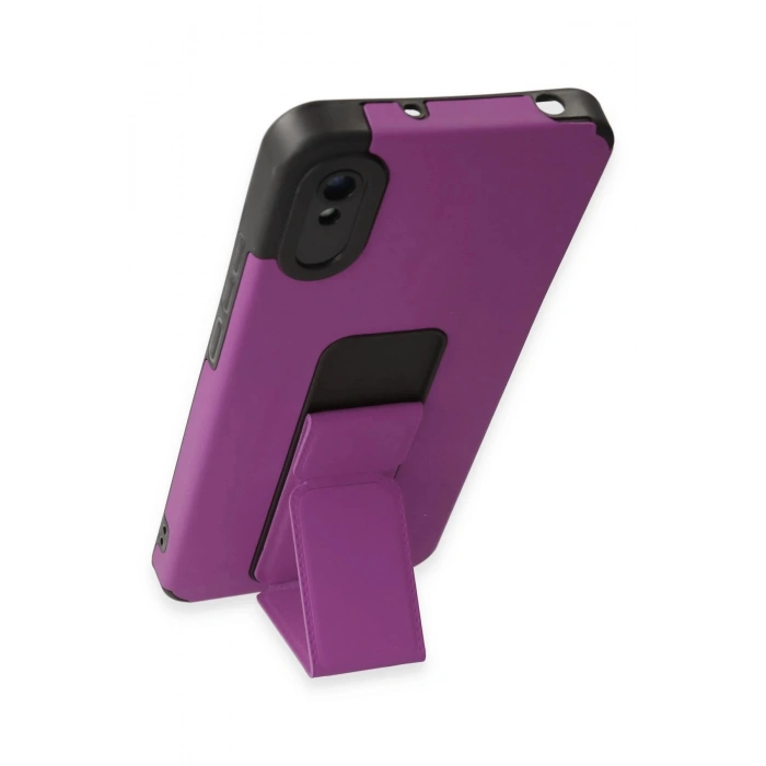 Xiaomi Redmi 9A Kılıf Mega Standlı Silikon - Mor