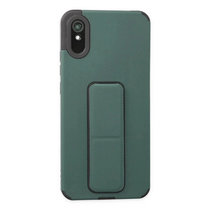 Xiaomi Redmi 9A Kılıf Mega Standlı Silikon - Yeşil