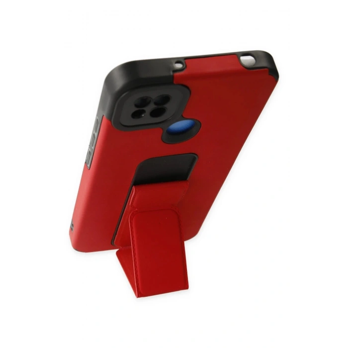 Xiaomi Redmi 9C Kılıf Mega Standlı Silikon - Kırmızı