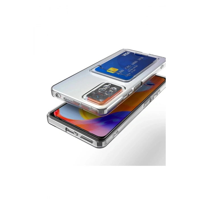 Xiaomi Redmi Note 11 Kılıf Kart Şeffaf Silikon - Şeffaf