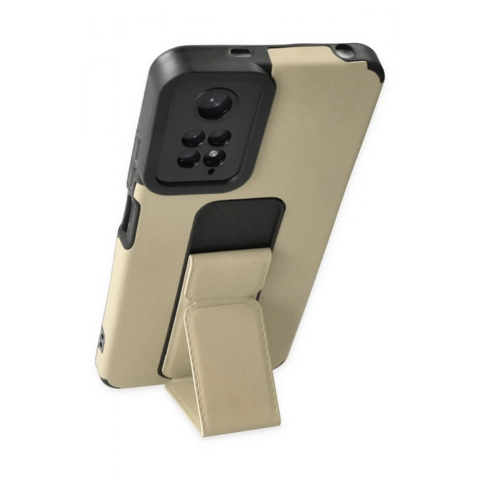 Xiaomi Redmi Note 11 Kılıf Mega Standlı Silikon - Gold