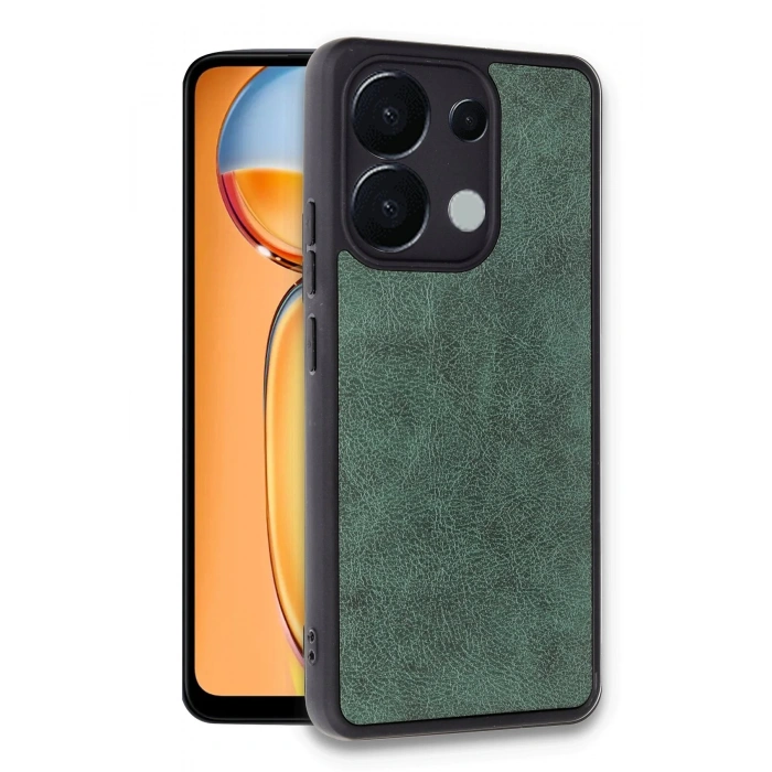 Xiaomi Redmi Note 13 4G Kılıf Aras Deri Kapak - Koyu Yeşil
