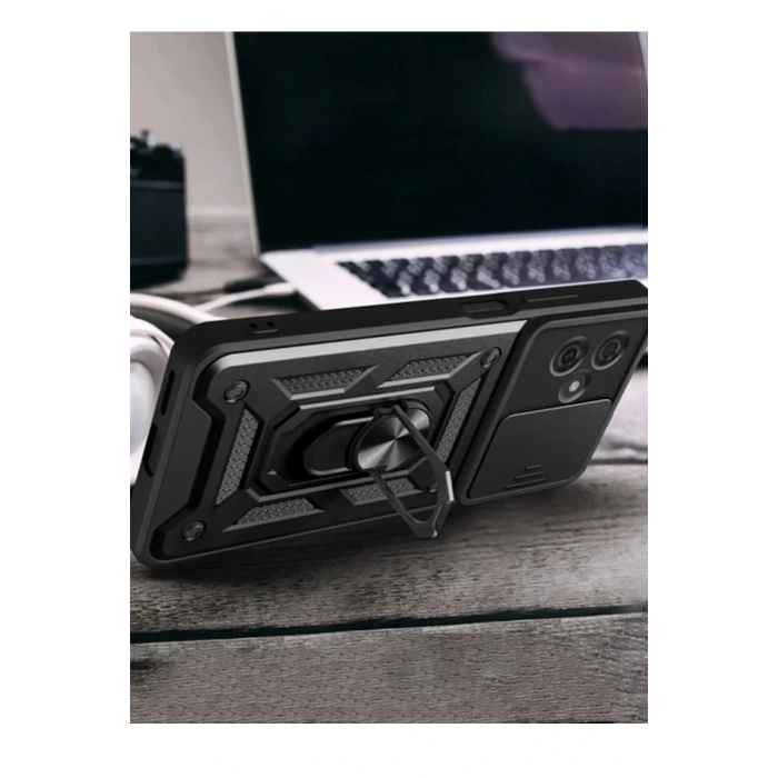 Xiaomi Redmi Note 13 Pro Plus Kılıf Pars Lens Yüzüklü Silikon - Siyah