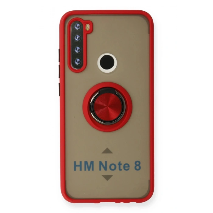 Xiaomi Redmi Note 8 Kılıf Montreal Yüzüklü Silikon Kapak - Kırmızı