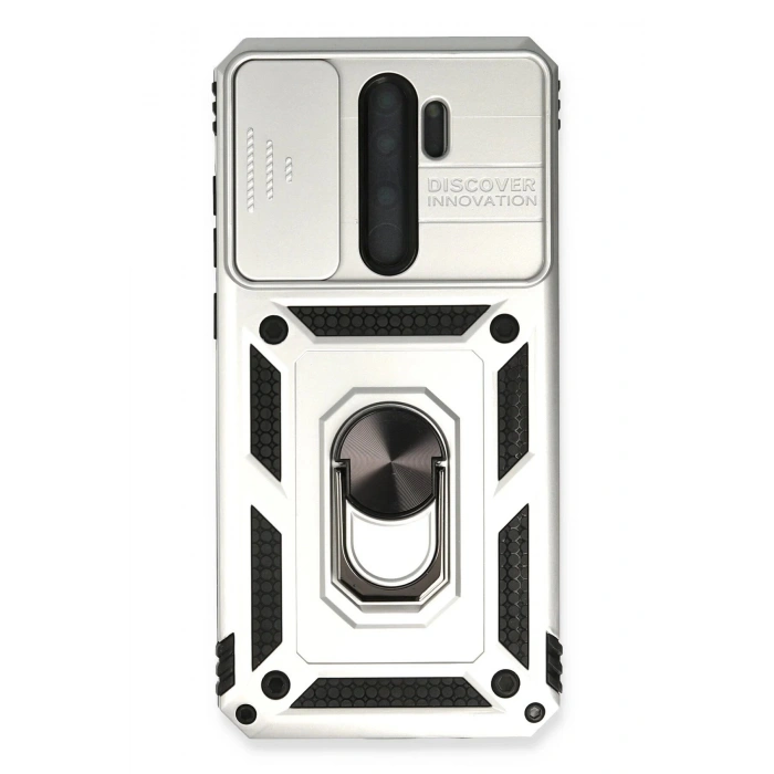 Xiaomi Redmi Note 8 Pro Kılıf Pars Lens Yüzüklü Silikon - Gümüş