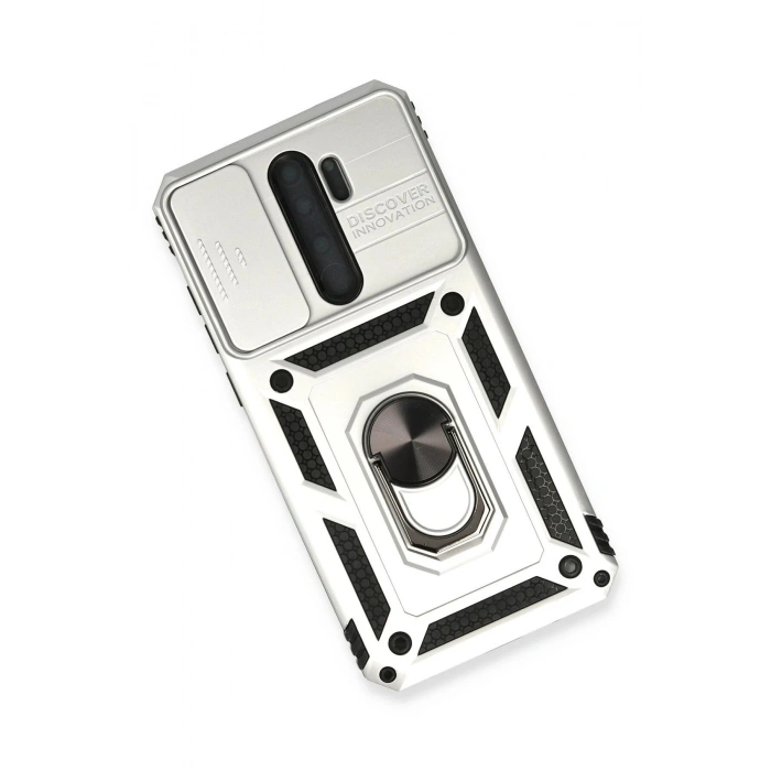 Xiaomi Redmi Note 8 Pro Kılıf Pars Lens Yüzüklü Silikon - Gümüş