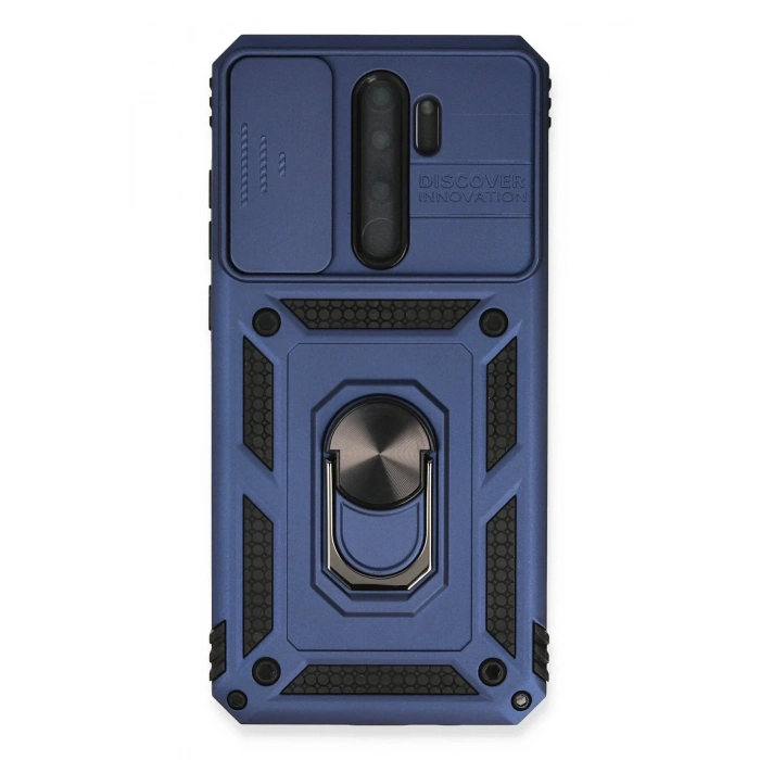 Xiaomi Redmi Note 8 Pro Kılıf Pars Lens Yüzüklü Silikon - Lacivert