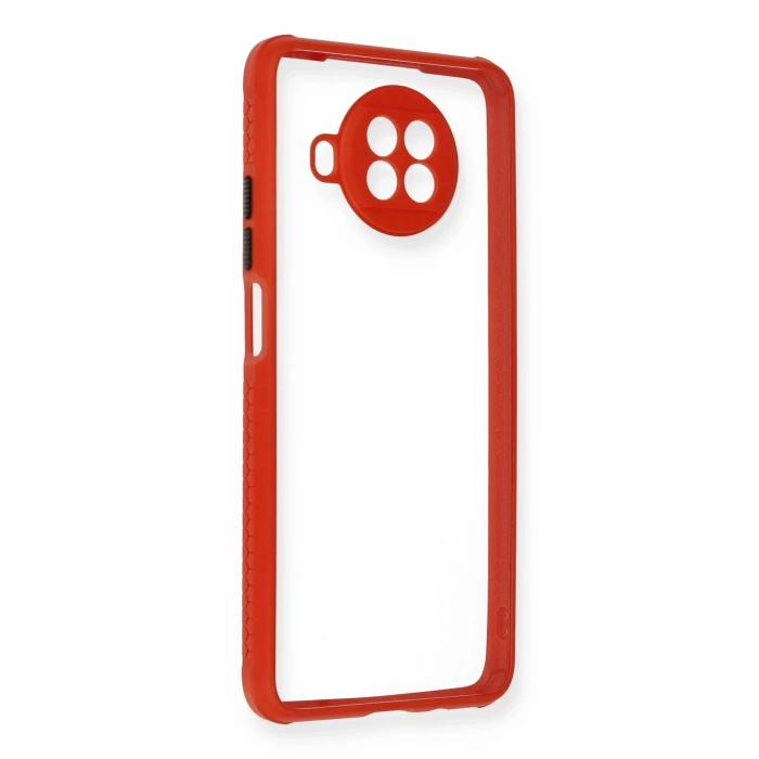 Xiaomi Redmi Note 9 Pro 5G Kılıf Miami Şeffaf Silikon - Kırmızı