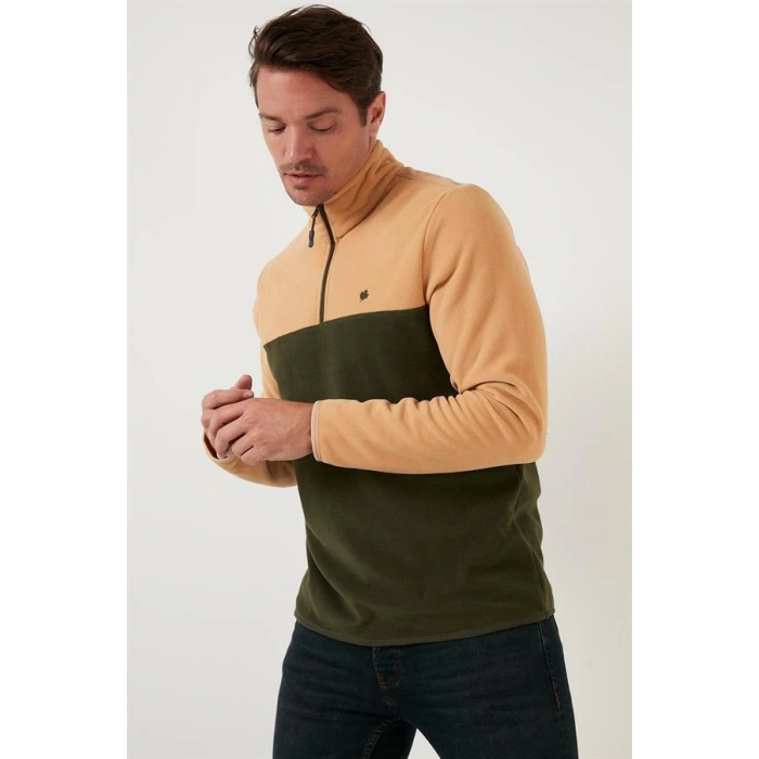 Yarım Fermuar Parçalı Polar