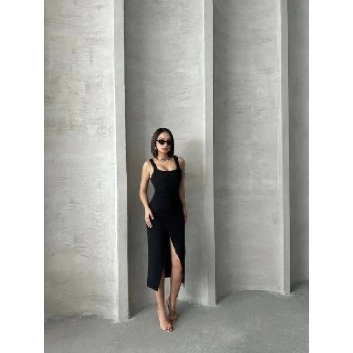 Yırtmaç Detaylı Kalem Kadın Elbise