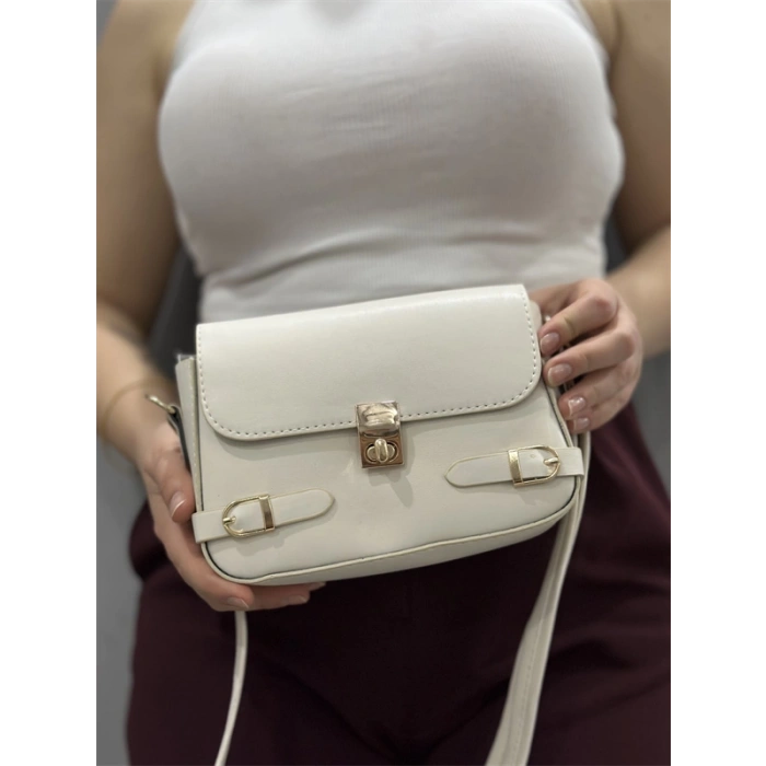 Zerej kemerli krem cilt çanta