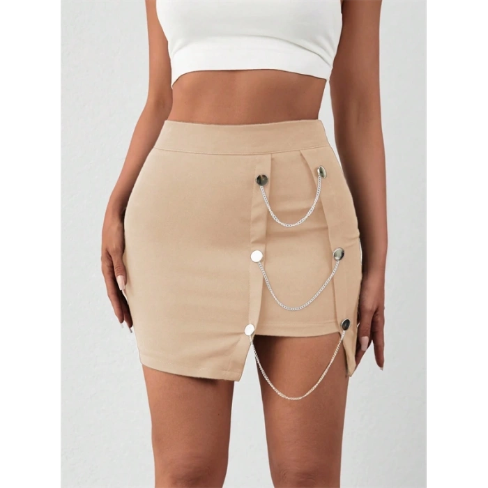 Zincirli mini şortlu etek