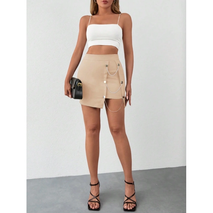 Zincirli mini şortlu etek