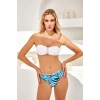254217 Biye Detaylı Soft Straplez Bikini Takımı Mavi