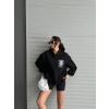 3 iplik şardonlu oversize compact kafa baskılı sweat siyah