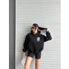 3 iplik şardonlu oversize compact kafa baskılı sweat siyah