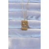 316L Altın Renk İşlemeli Yonca Model Vintage Kolye