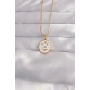 316L Çelik Gold Renk Beyaz Mineli Karışık Figürlü Tarot Kolye