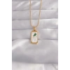 316L Çelik Gold Renk Beyaz Mineli Tarot Kolye