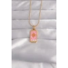 316L Çelik Gold Renk Pembe Mineli Güneş Model Tarot Kolye