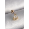 316L Çelik Gold Renk Üçgen Zirkon Taşlı Tragus Piercing