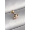 316L Çelik Gold Renk Zirkon Taşlı Çiçek Model Tragus Piercing