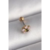 316L Çelik Gold Renk Zirkon Taşlı Çiçek Tragus Piercing