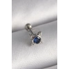 316L Çelik Gümüş Renk Mavi Zirkon Taşlı Tragus Piercing