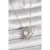316L Çelik Gümüş Renk Zirkon Taşlı Kalp Model Kadın Kolye