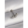 316L Çelik Gümüş Renk Zirkon Taşlı Tragus Piercing