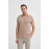 4012 Örgü Polo Yaka Erkek TShirt Bej