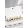 925 Ayar Gümüş Çivi Pirinç Gold Renk İşlemeli Halka Model Kadın Küpe Seti